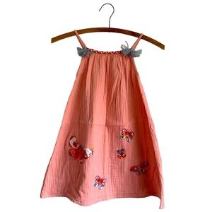 Cotton Gauzy Embroidered Dress Girl’s Size 5/6 in Soft Dusty Rose